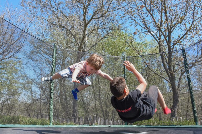 Kids playing on a trampolin
